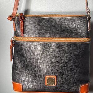 Dooney & Bourke Pebble Leather Satchel Black & Brown Trim
